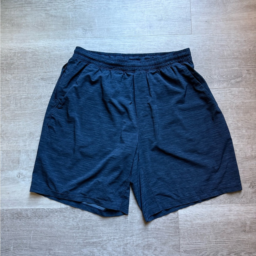 Lululemon Pace Breaker Shorts Heathered Blue Size L Drawstring Elastic Waist